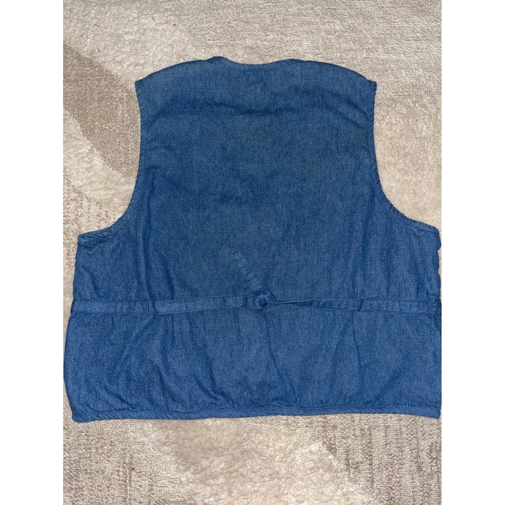 Casey & Max Vintage Woven Patchwork Floral Denim Vest XL Cottagecore Boho Blue - Picture 6 of 6